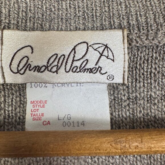 Vintage Arnold Palmer Sweater Coogi-Style Knit Pullover, Beige Textured Knit - Picture 4 of 6